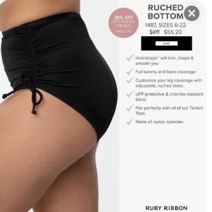 Ruby Ribbon Swim Suit High Waist Bottom NEW $70